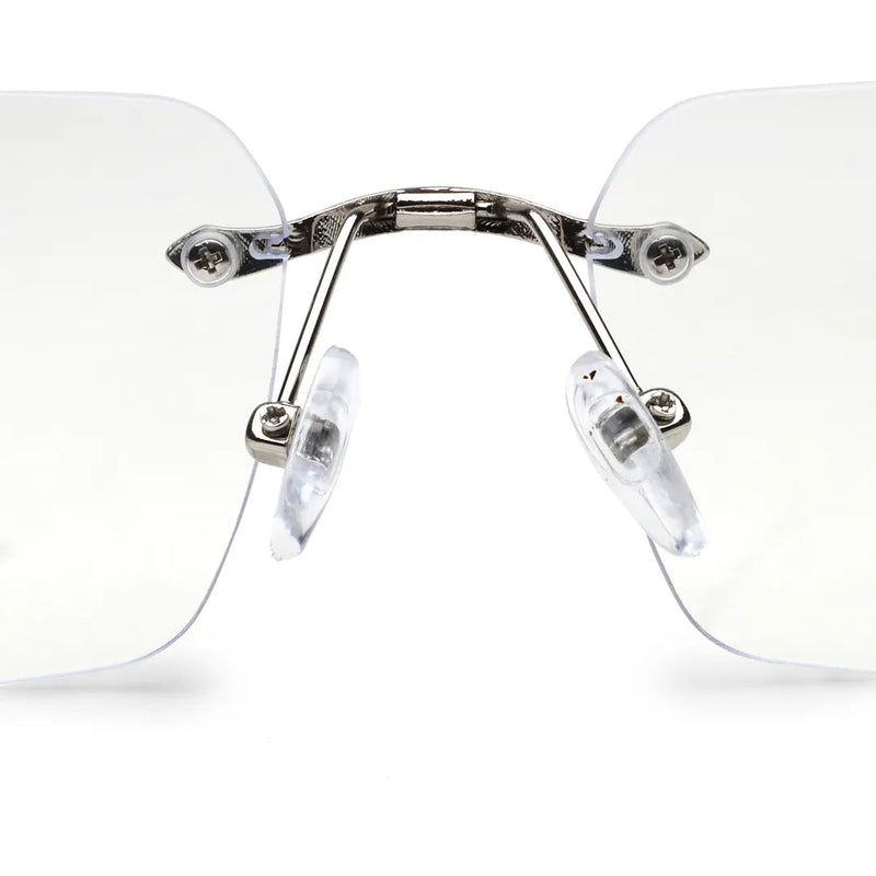 Veyra | Transparent Medium Rim Less Rectangle Eyeglasses for Men [UV-protected]