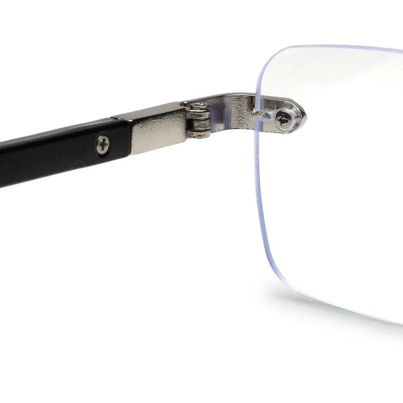 Veyra | Transparent Medium Rim Less Rectangle Eyeglasses for Men [UV-protected]