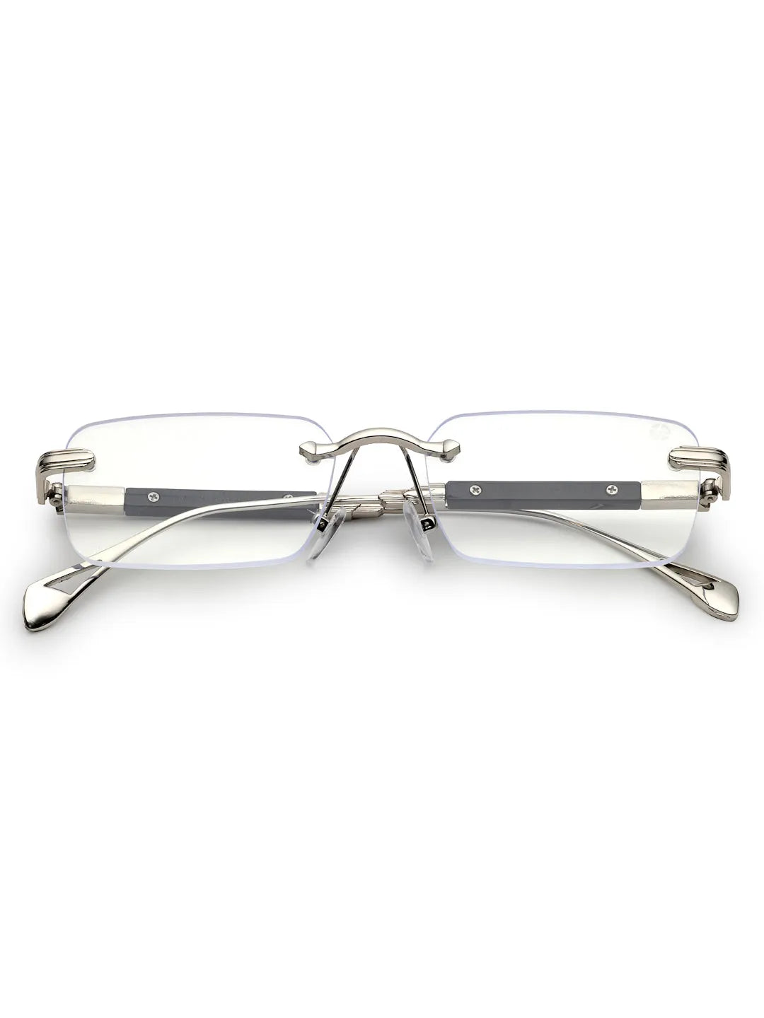 Veyra | Transparent Medium Rim Less Rectangle Eyeglasses for Men [UV-protected]
