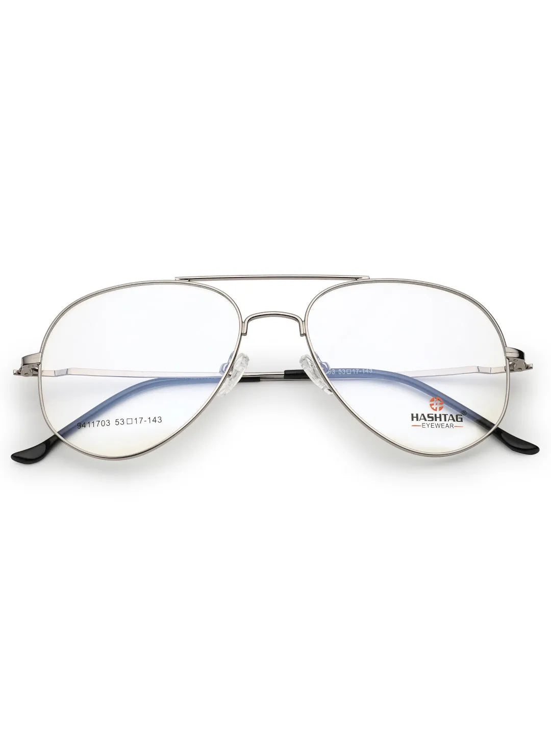Tricorn | Silver Medium Full Rim Aviator with Lock Side Hinges Turban Eyeglasses for Men [Demo Lens]