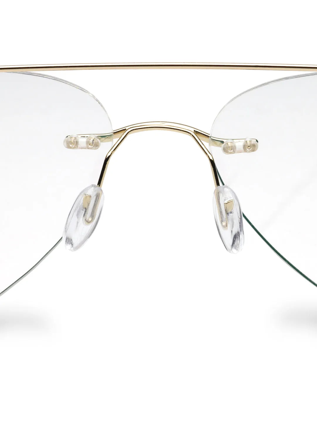 Thin line | Gold Medium Rim Less Aviator with Lock Side Hinges Eyeglasses for Men [Demo Lens]