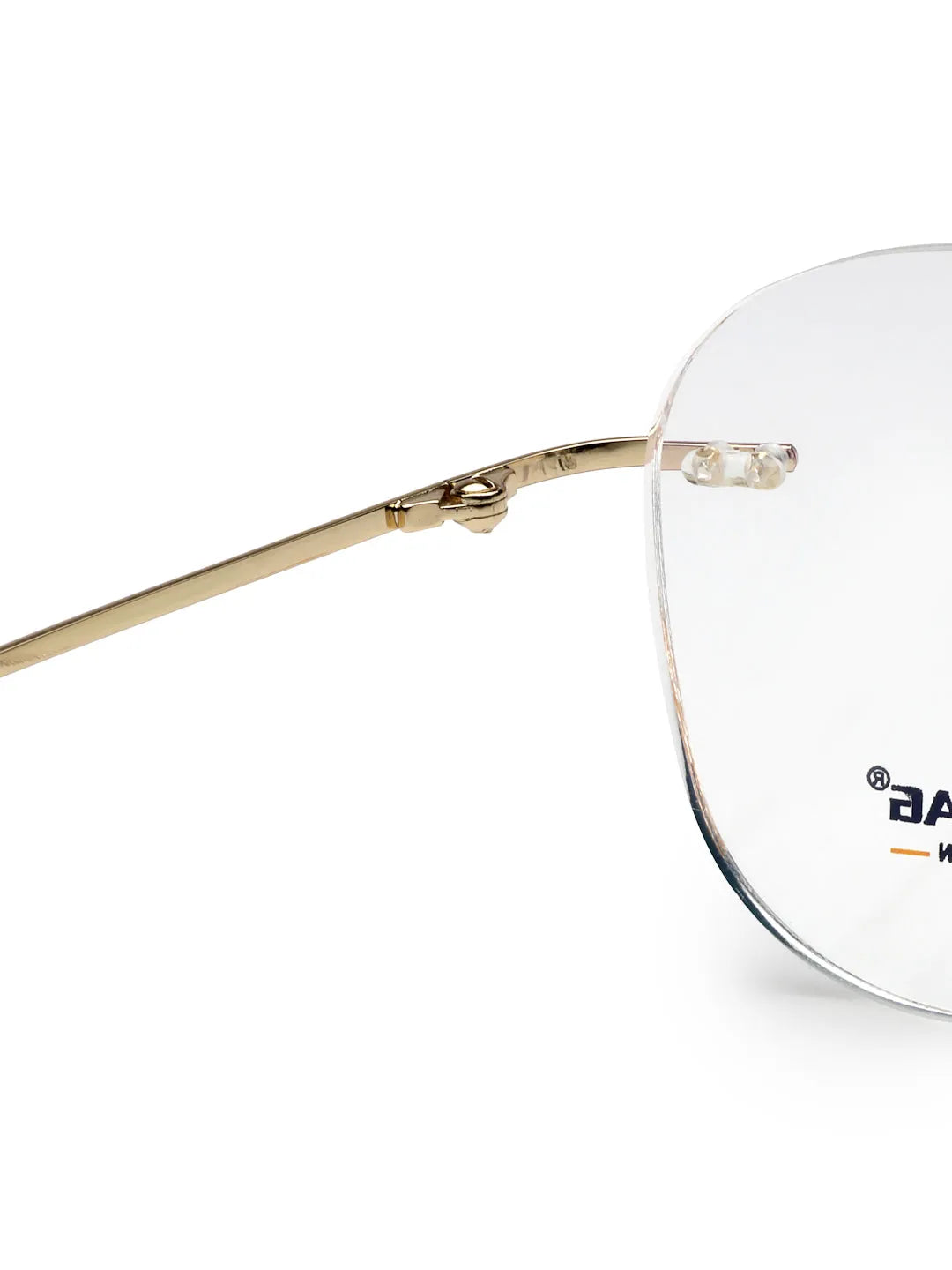 Thin line | Gold Medium Rim Less Aviator with Lock Side Hinges Eyeglasses for Men [Demo Lens]