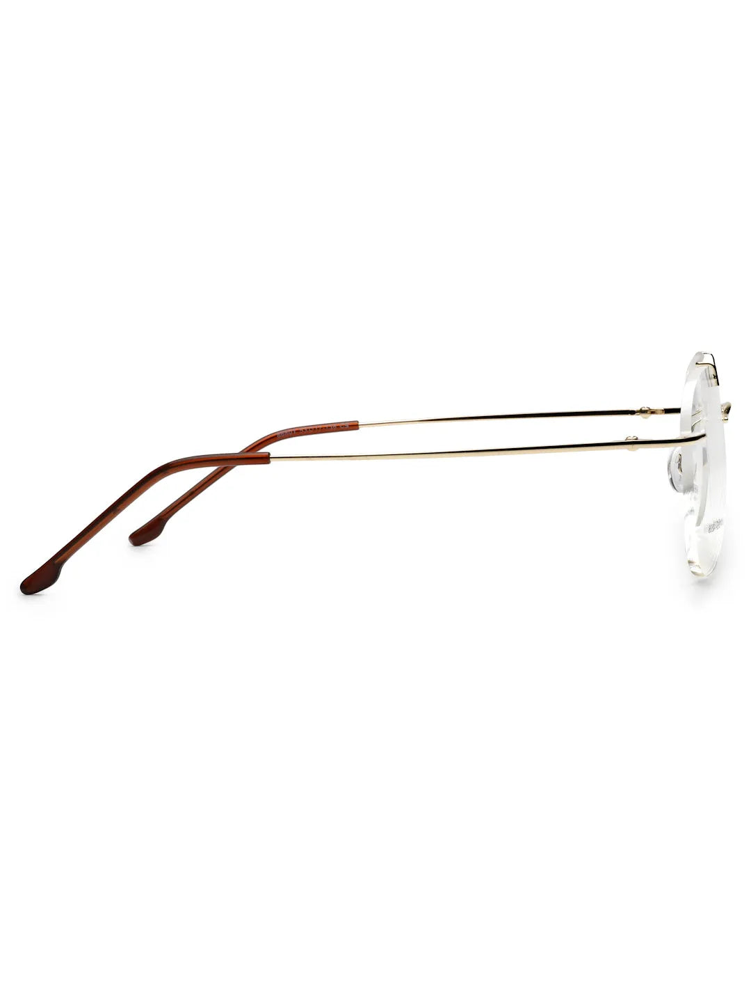 Thin line | Gold Medium Rim Less Aviator with Lock Side Hinges Eyeglasses for Men [Demo Lens]