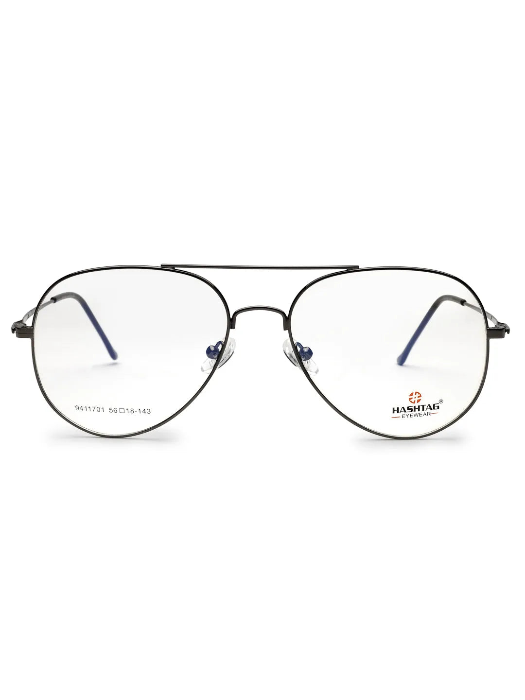 Tricorn | Gun-Grey Medium Full Rim Aviator with Lock Side Hinges Turban Eyeglasses for Men [Demo Lens]