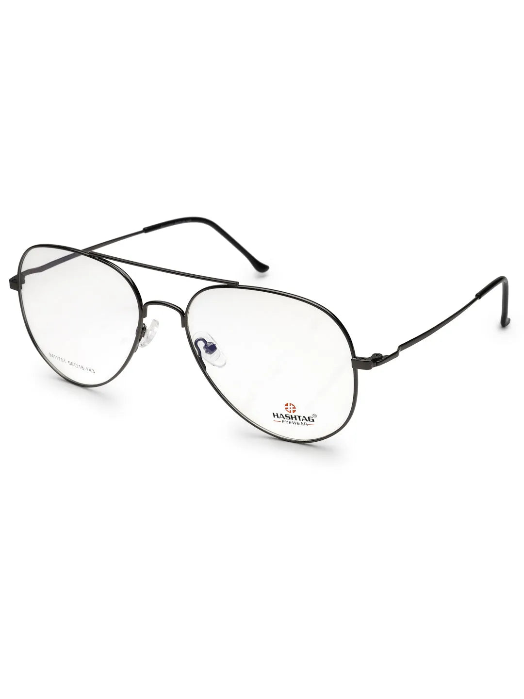 Tricorn | Gun-Grey Medium Full Rim Aviator with Lock Side Hinges Turban Eyeglasses for Men [Demo Lens]