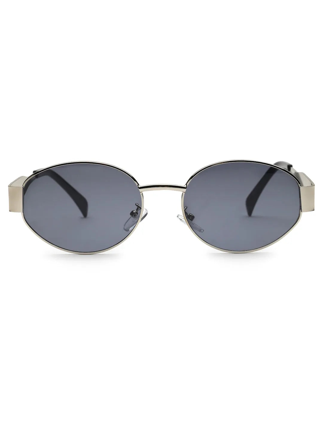 Ivory | Silver Medium Full Rim Oval Sunglasses for Women [UV-protected]