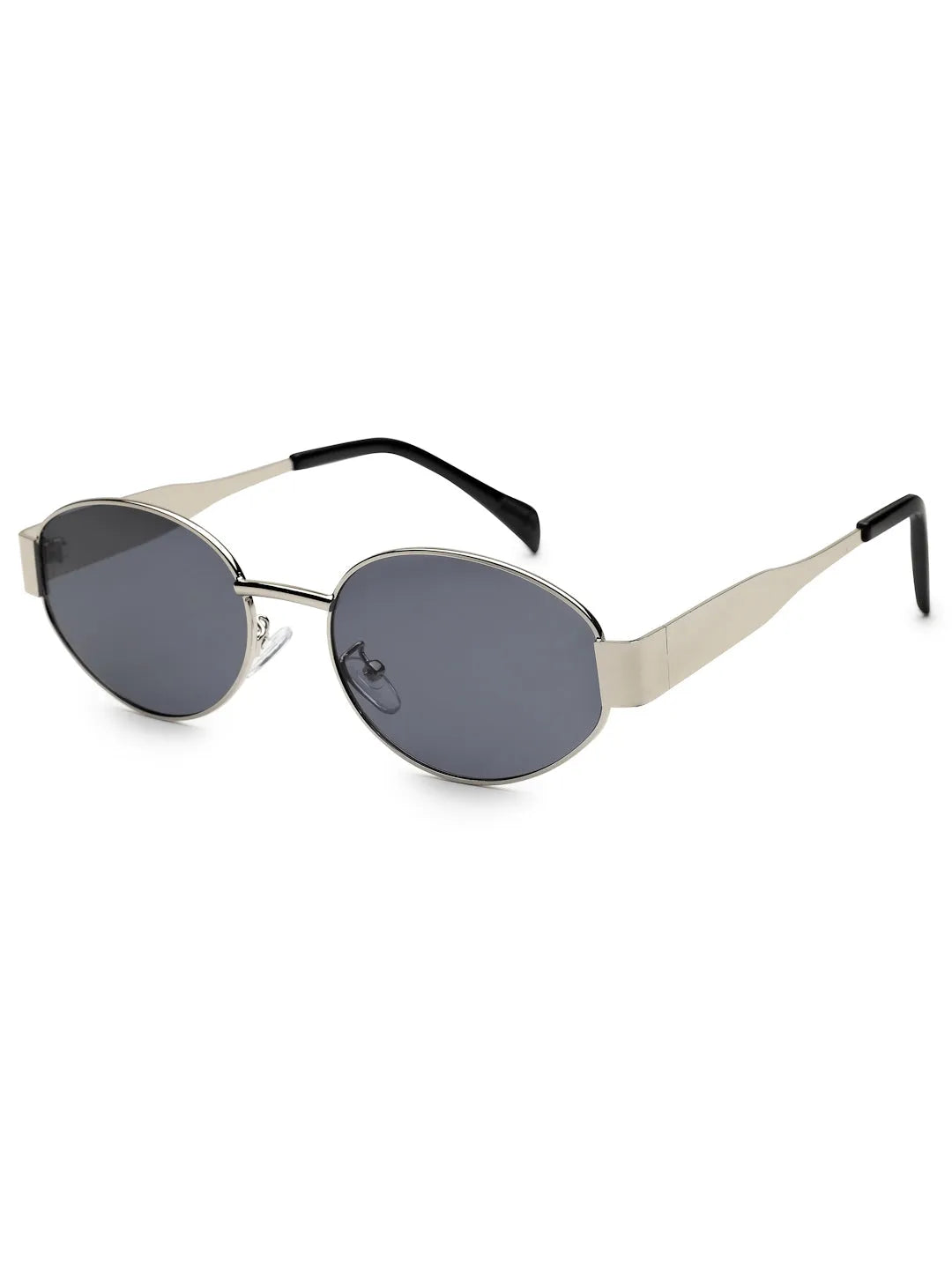 Ivory | Silver Medium Full Rim Oval Sunglasses for Women [UV-protected]