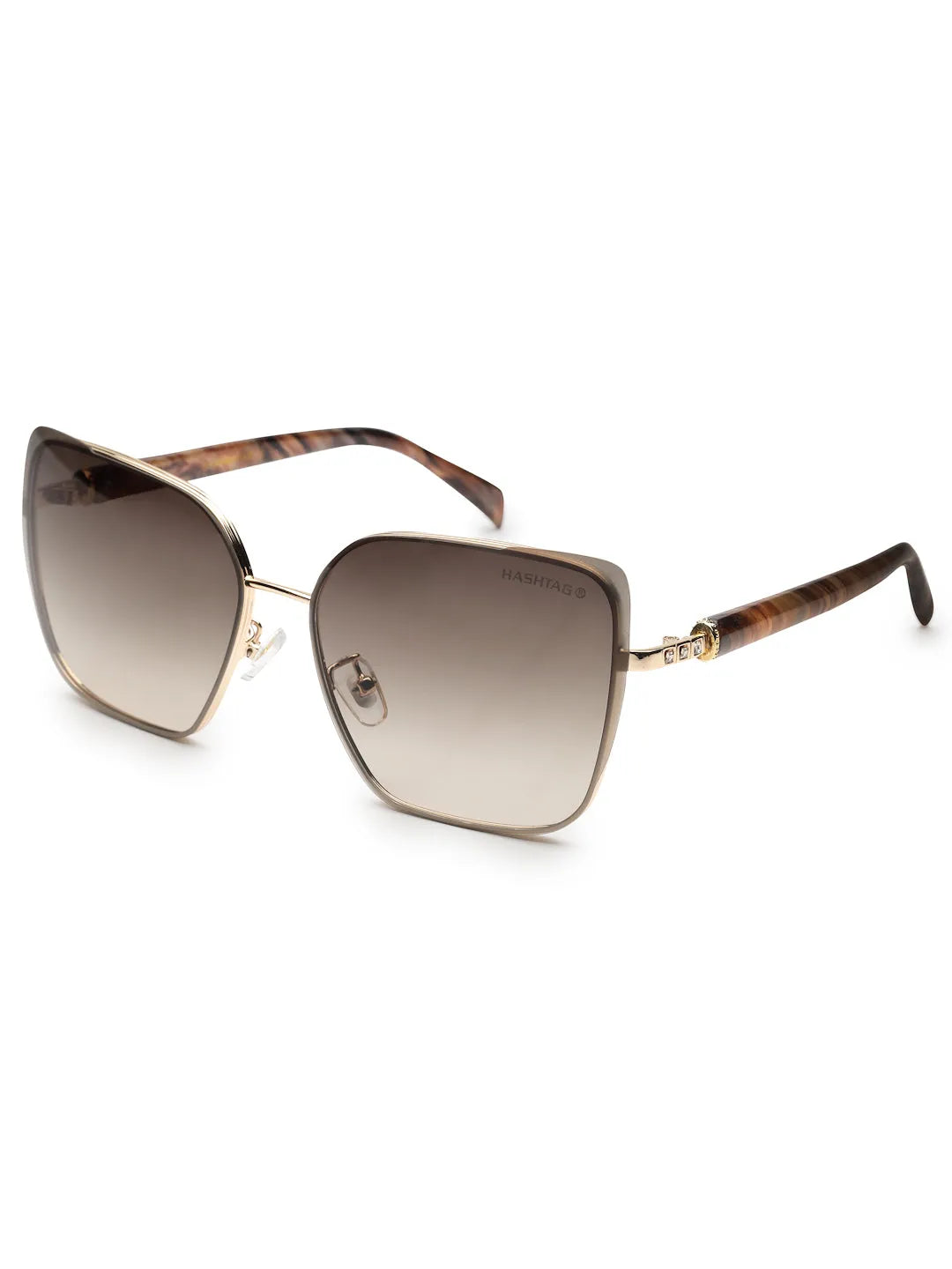 Aethera | Gradient Brown Oversized Full Rim Rectangle Sunglasses for Women [UV-protected]