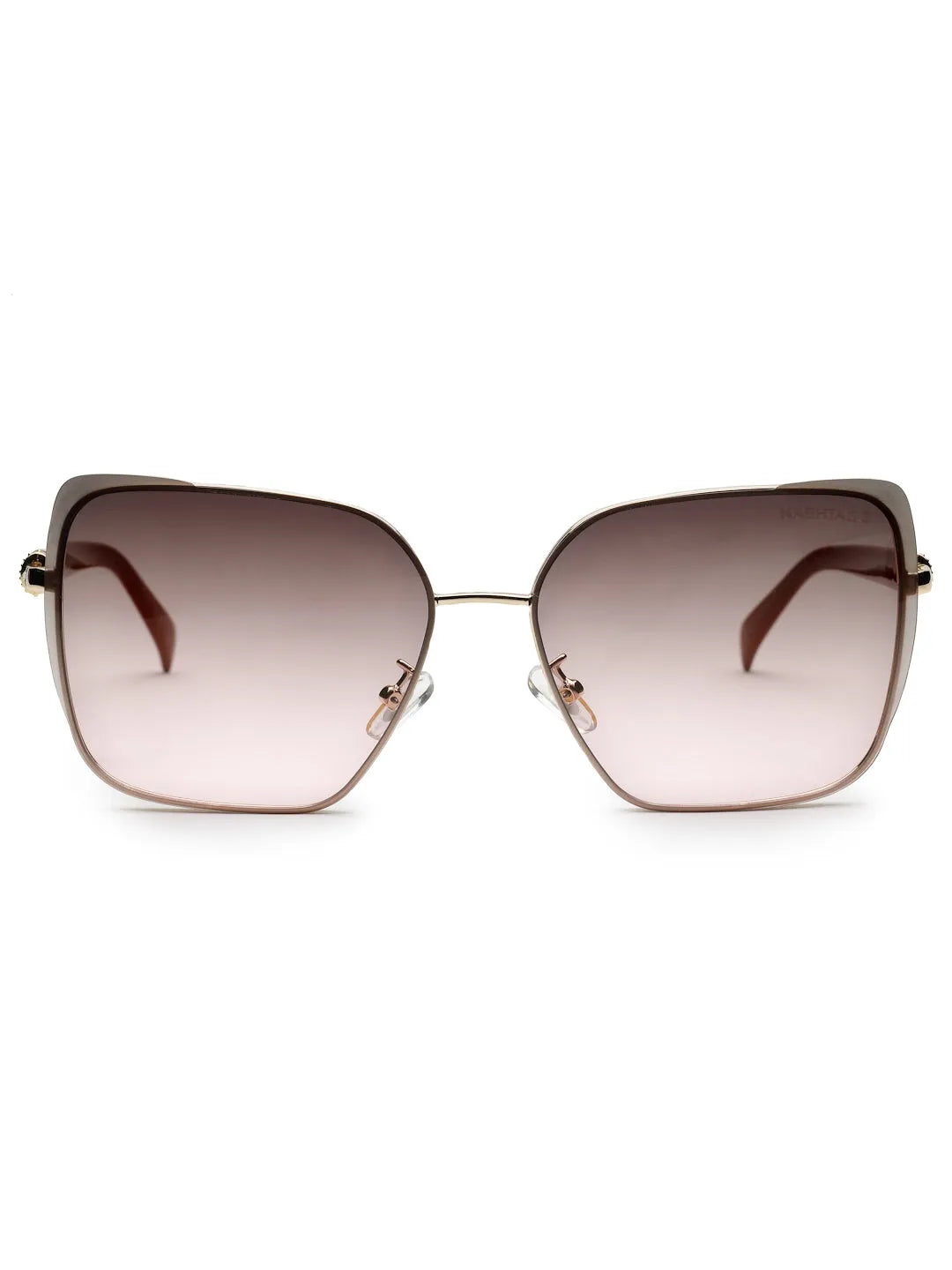 Aethera | Brown Oversized Full Rim Rectangle Sunglasses for Women [UV-protected]