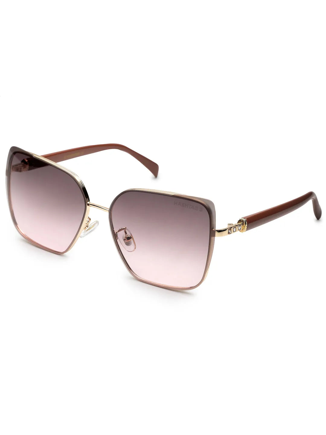 Aethera | Brown Oversized Full Rim Rectangle Sunglasses for Women [UV-protected]