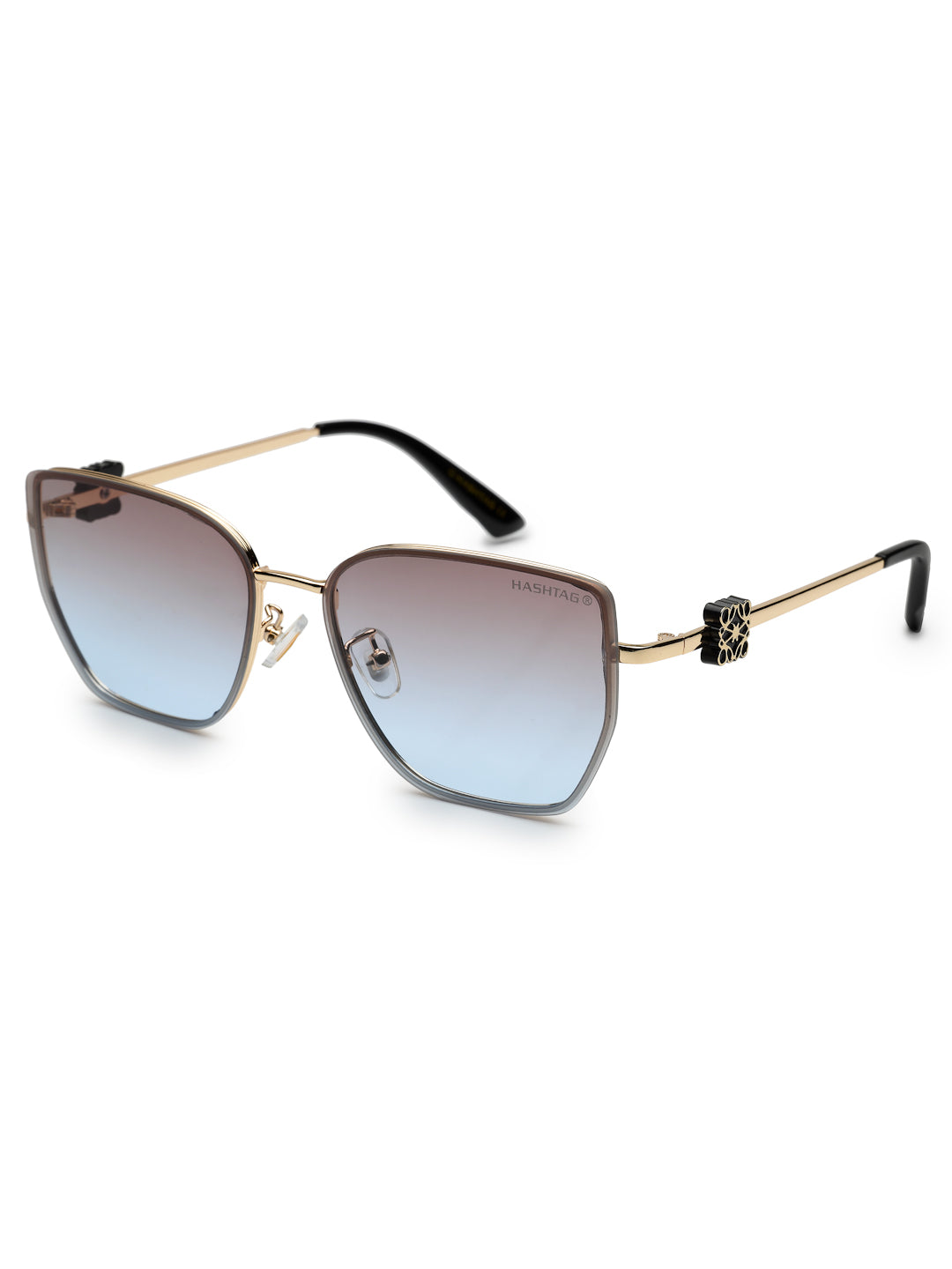Nebular | Gradient Brown & Blue Medium Full Rim Rectangle Sunglasses for Women [UV-protected]