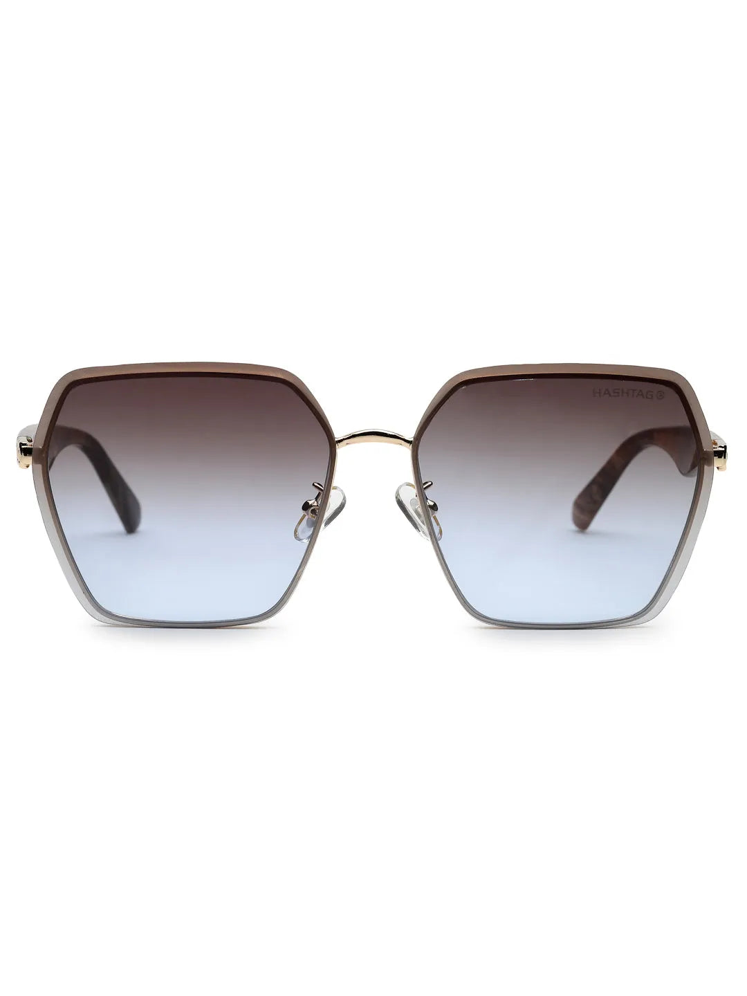 Arion | Gradient Brown & Pink Oversized Full Rim Hexagonal Sunglasses for Women [UV-protected]