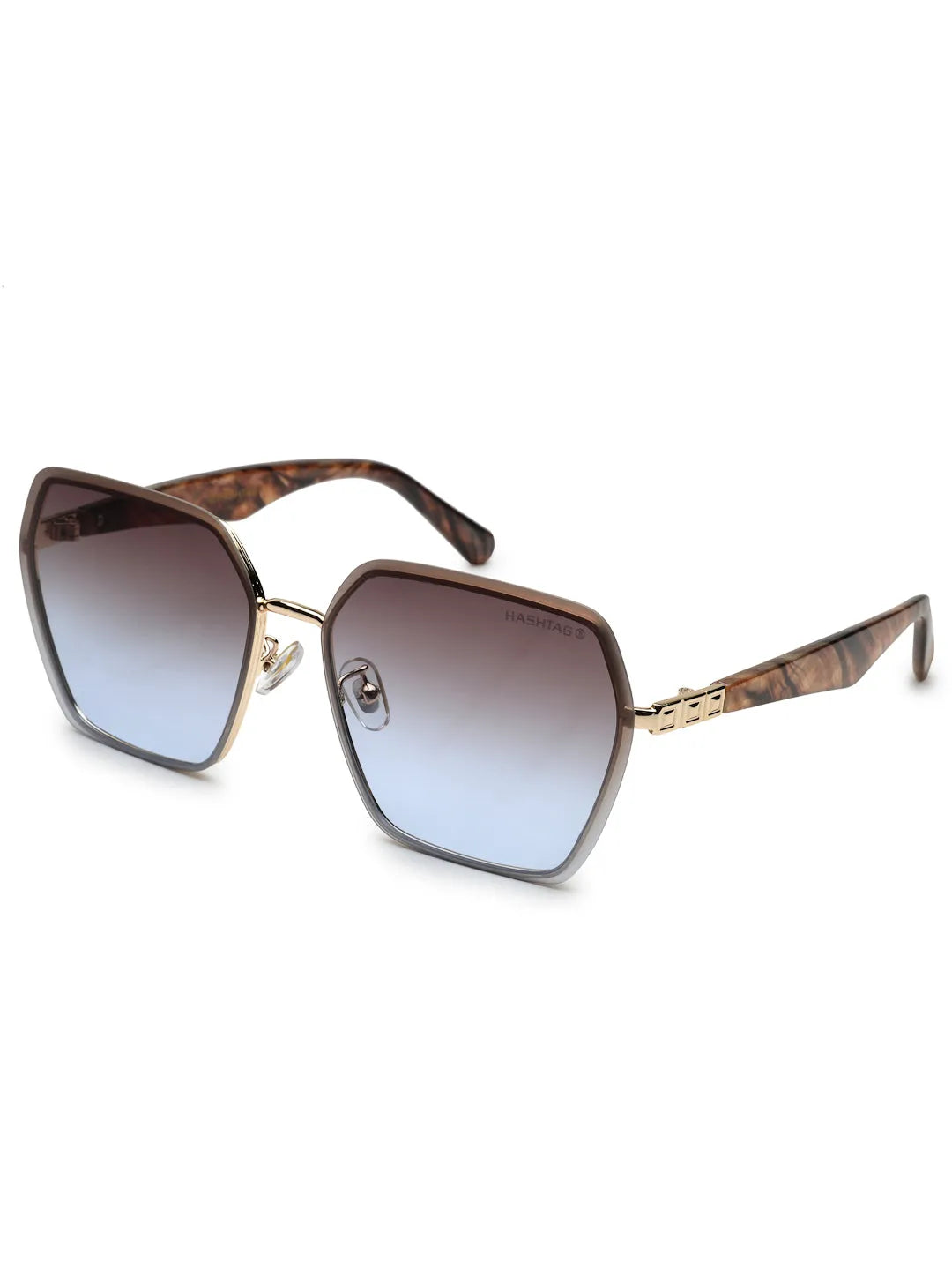 Arion | Gradient Brown & Pink Oversized Full Rim Hexagonal Sunglasses for Women [UV-protected]