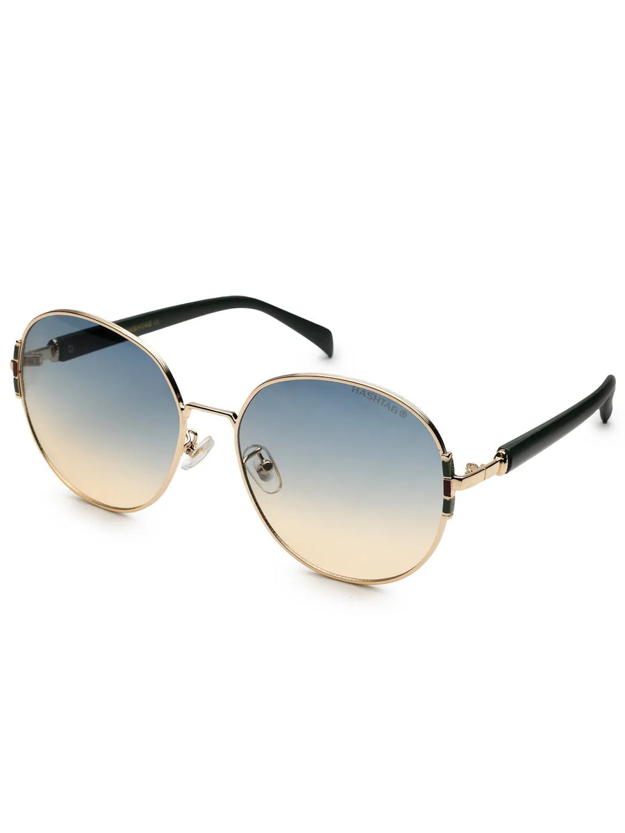 Drakon | Gradient Green Oversized Full Rim Round Sunglasses for Women [UV-protected]