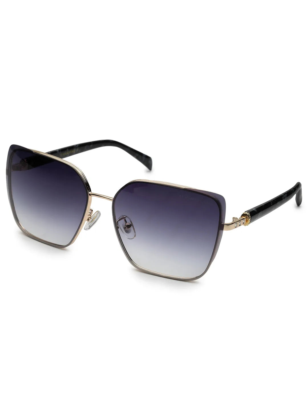 Aethera | Gradient Black Oversized Full Rim Rectangle Sunglasses for Women [UV-protected]