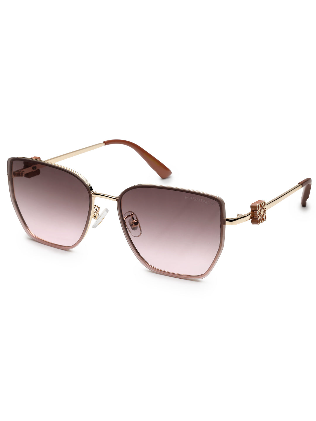 Nebular | Gradient Brown & Pink Medium Full Rim Rectangle Sunglasses for Women [UV-protected]