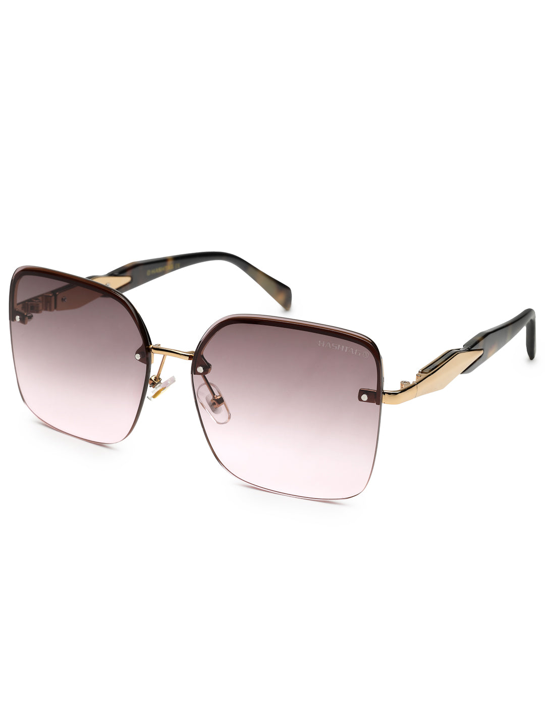 Parion | Gradient Brown & Pink Medium Full Rim Rectangle Sunglasses for Women [UV-protected]