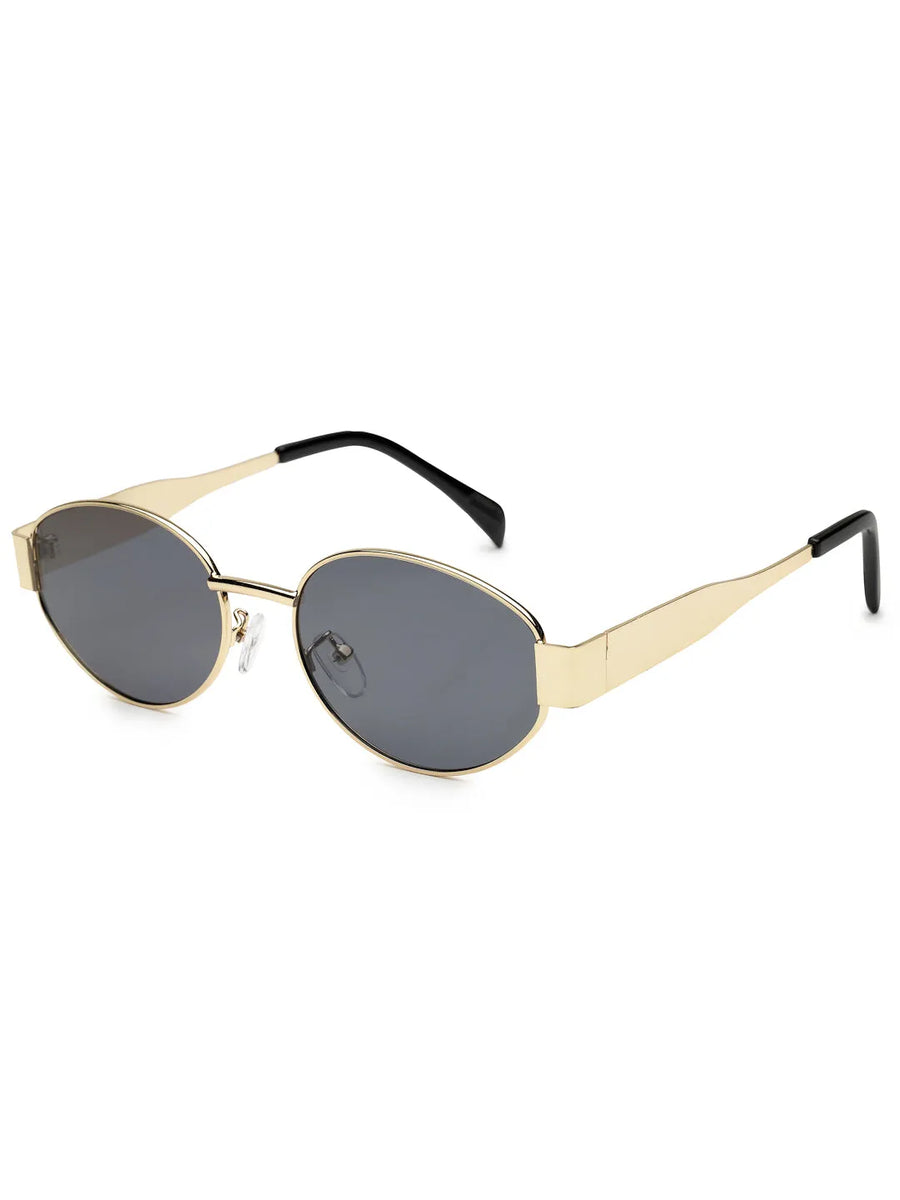 Ivory | Golden Medium Full Rim Oval Sunglasses for Women [UV-protected]