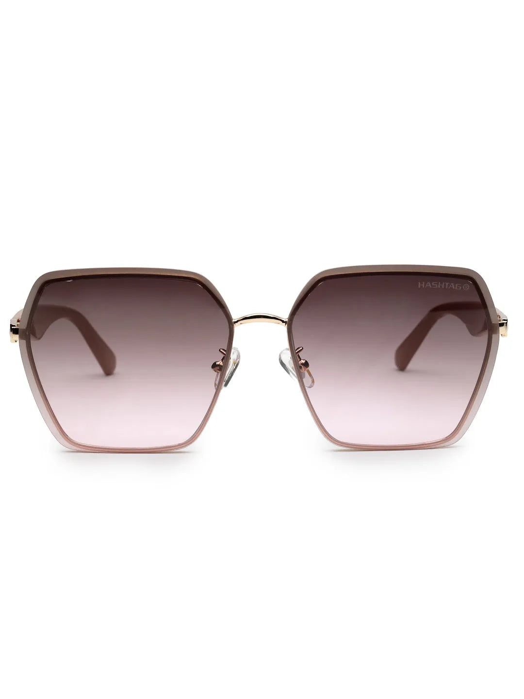 Arion | Gradient Grey & Pink Oversized Full Rim Hexagonal Sunglasses for Women [UV-protected]