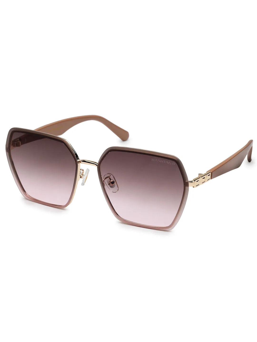 Arion | Gradient Grey & Pink Oversized Full Rim Hexagonal Sunglasses for Women [UV-protected]