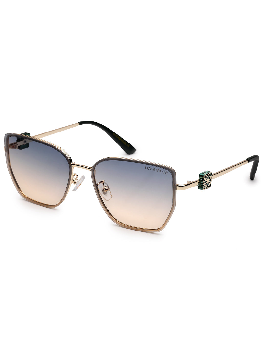 Nebular | Gradient Green Medium Full Rim Rectangle Sunglasses for Women [UV-protected]