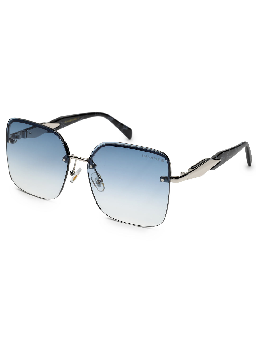 Parion | Gradient Black and Silver Medium Full Rim Rectangle Sunglasses for Women [UV-protected]