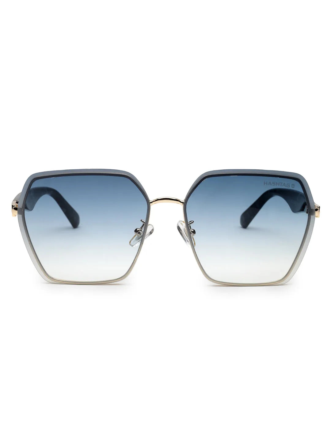 Arion | Gradient Grey Oversized Full Rim Hexagonal Sunglasses for Women [UV-protected]