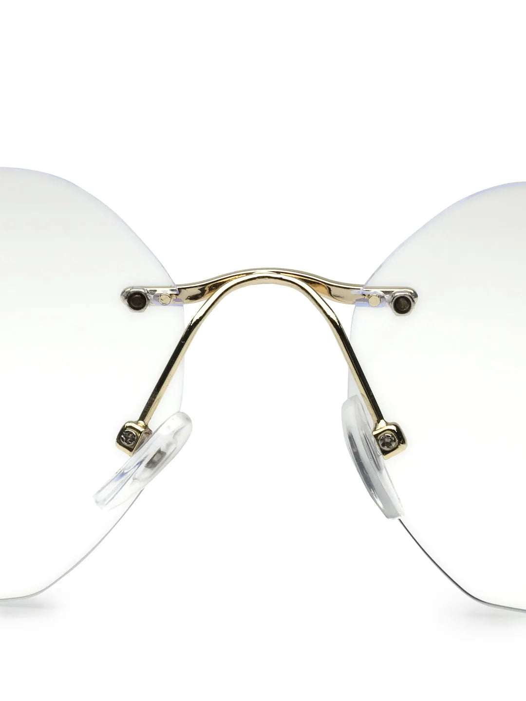 Hexora | Golden Medium Rim Less Octagon Computer Glasses for Men & Women [Blue Block]