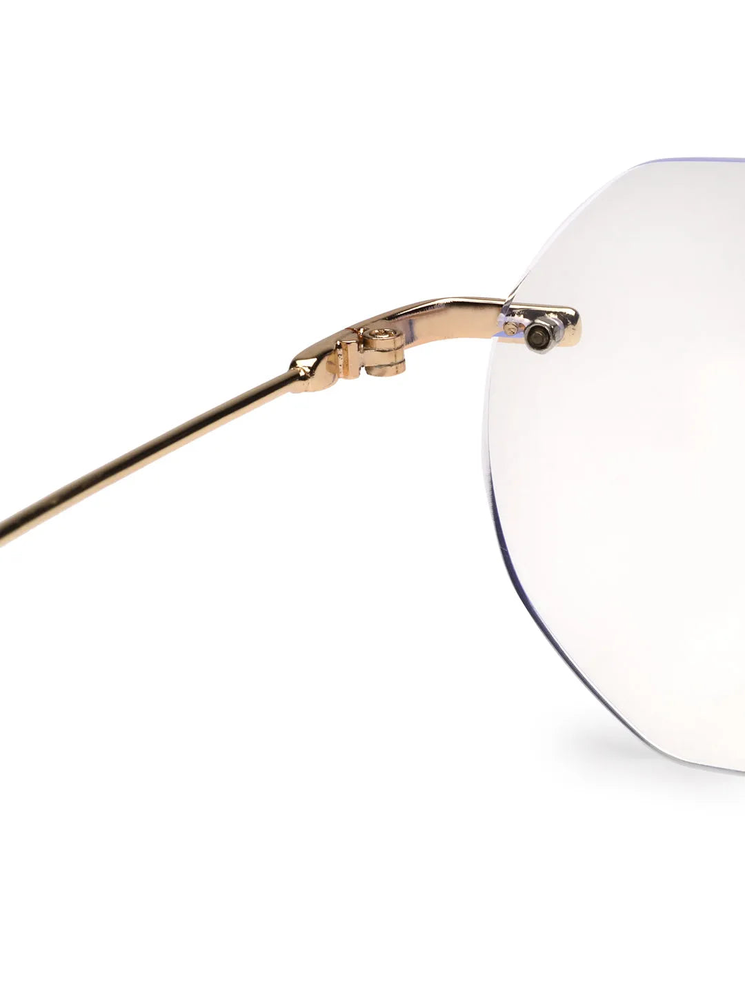 Hexora | Golden Medium Rim Less Octagon Computer Glasses for Men & Women [Blue Block]