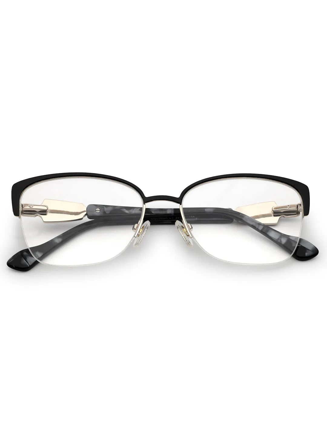 Luxury | Black Medium Half Rim Cateye Eyeglasses for Women [Demo Lens]
