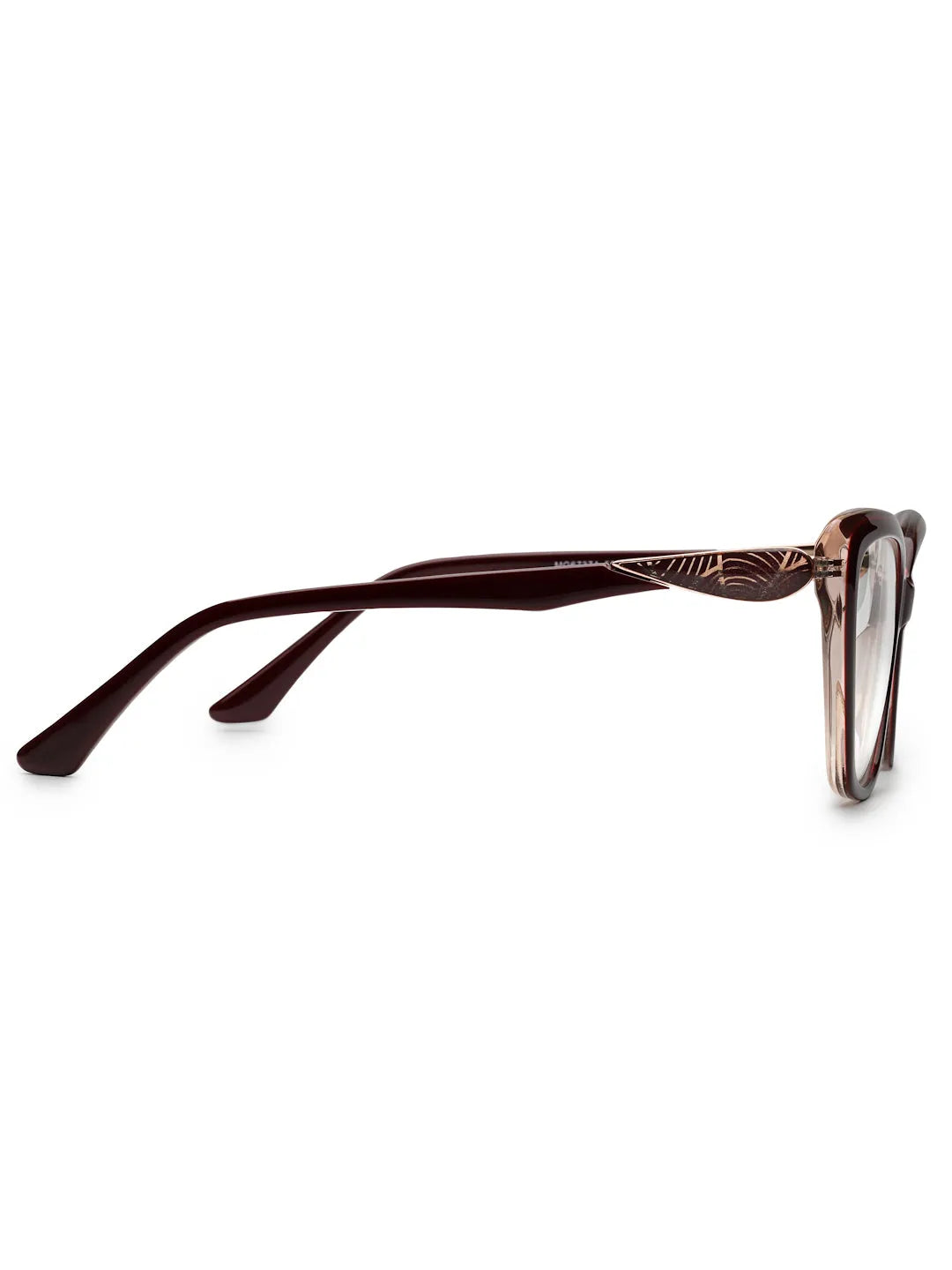 Luxury | Golden-Dark Red Medium Full Rim Cateye Eyeglasses for Women [Demo Lens]