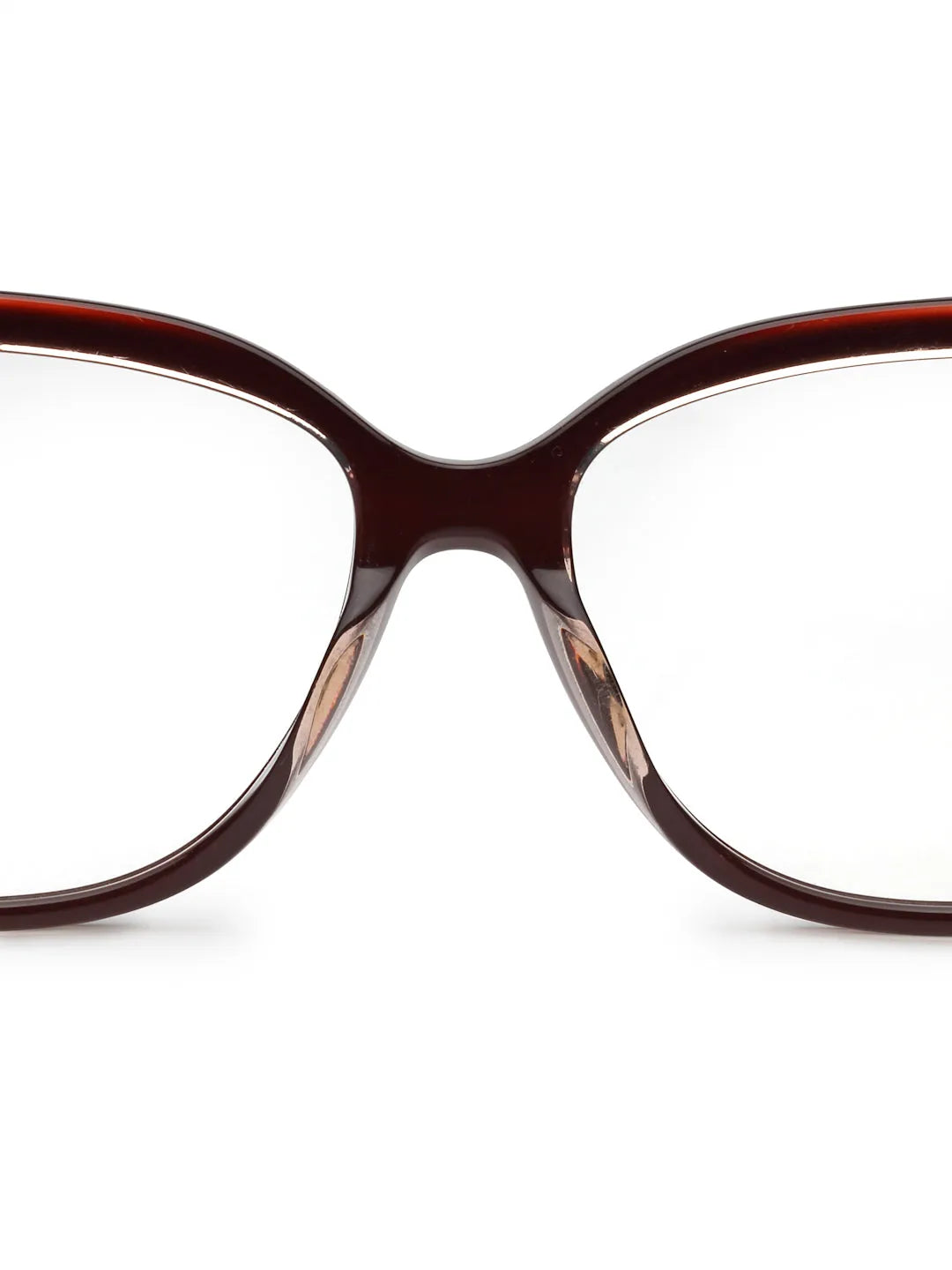 Luxury | Golden-Dark Red Medium Full Rim Cateye Eyeglasses for Women [Demo Lens]