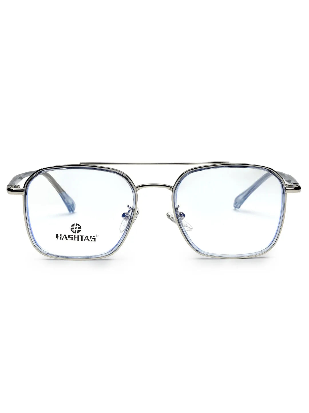 Cryonix | Silver Grey Medium Full Rim Square with Lock Side Hinges Eyeglasses for Men & Women [Demo Lens]