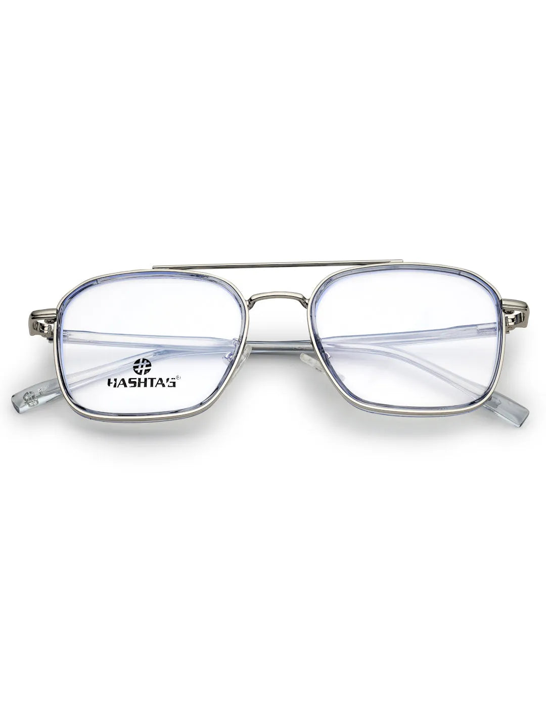 Cryonix | Silver Grey Medium Full Rim Square with Lock Side Hinges Eyeglasses for Men & Women [Demo Lens]