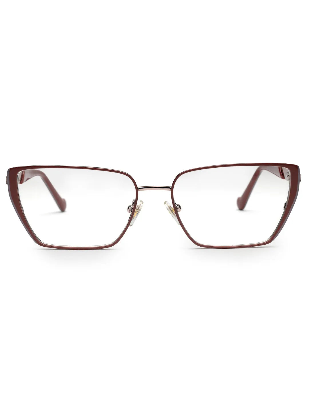 Luxury | Brown-Grey Medium Full Rim Square Eyeglasses for Women [Demo Lens]