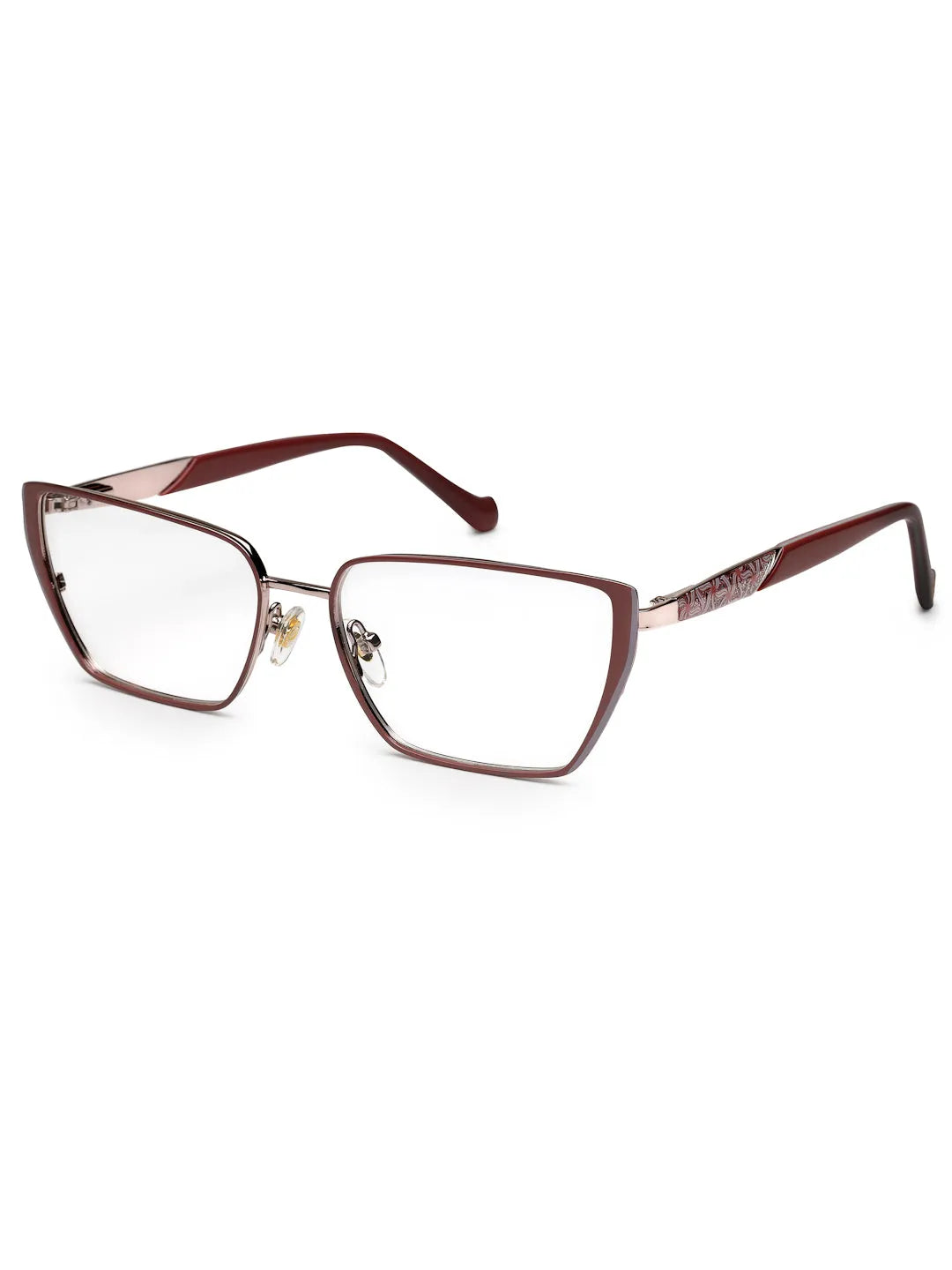 Luxury | Brown-Grey Medium Full Rim Square Eyeglasses for Women [Demo Lens]