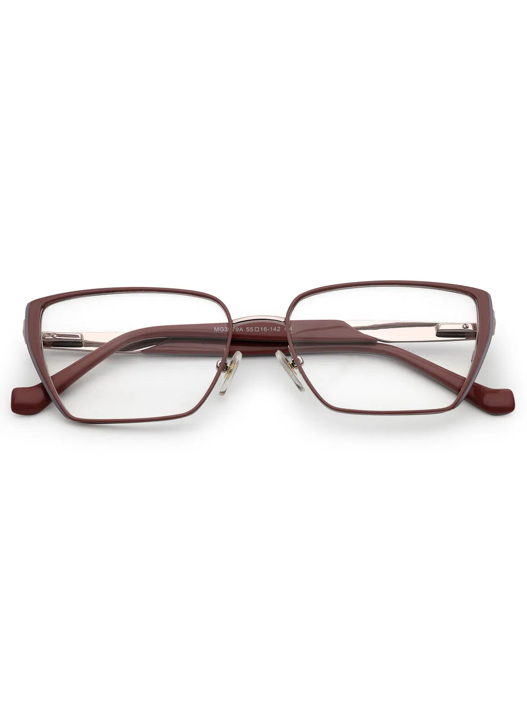 Luxury | Brown-Grey Medium Full Rim Square Eyeglasses for Women [Demo Lens]