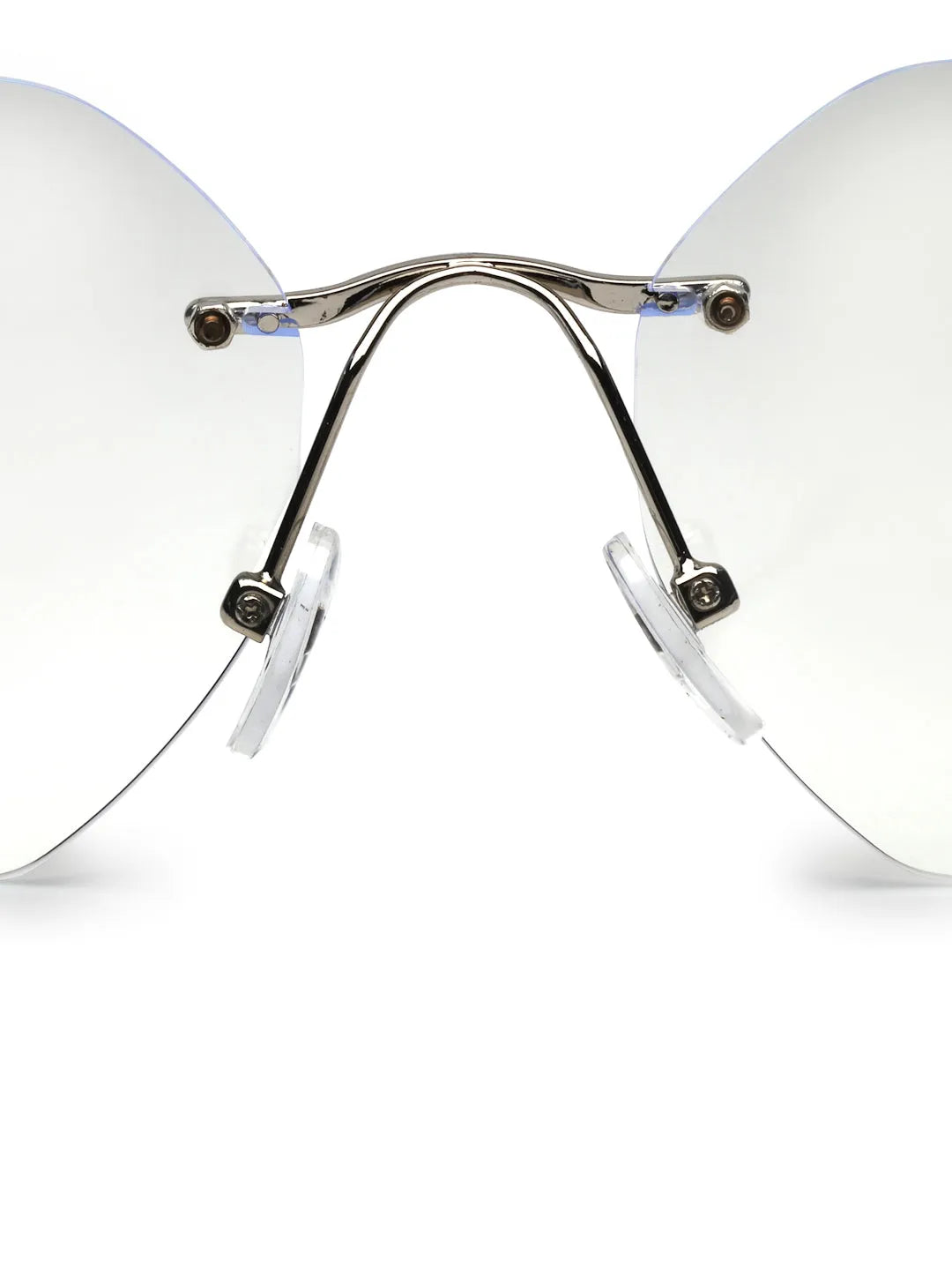 Hexora | Silver Medium Rim Less Octagon Computer Glasses for Men & Women [Blue Block]