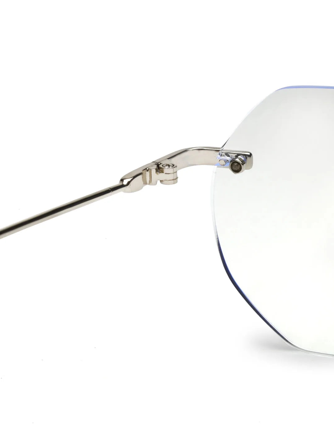 Hexora | Silver Medium Rim Less Octagon Computer Glasses for Men & Women [Blue Block]