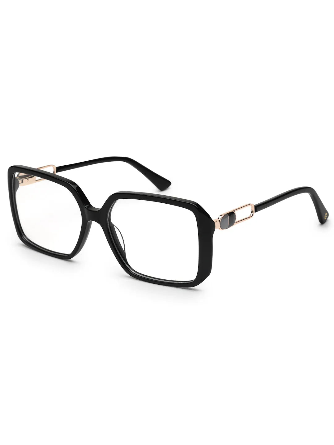 Luxury | Black Medium Full Rim Square Eyeglasses for Women [Demo Lens]