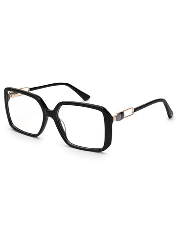 Luxury | Black Medium Full Rim Square Eyeglasses for Women [Demo Lens]