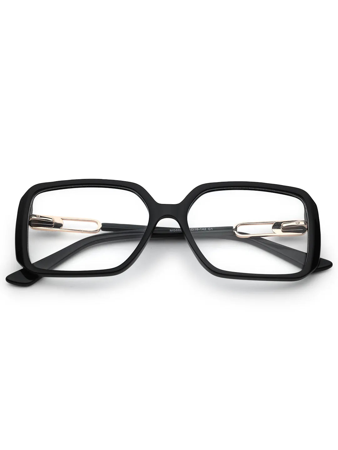 Luxury | Black Medium Full Rim Square Eyeglasses for Women [Demo Lens]