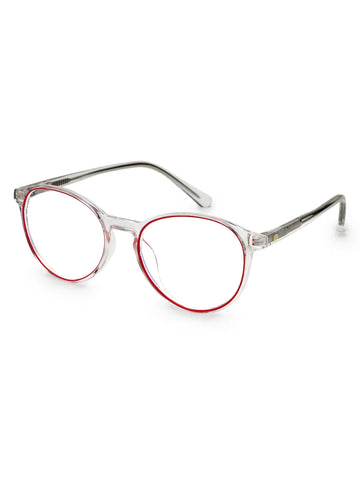 AB Junior | Transparent Pink Small Full Rim Round Eyeglasses for Kids [Blue Block]