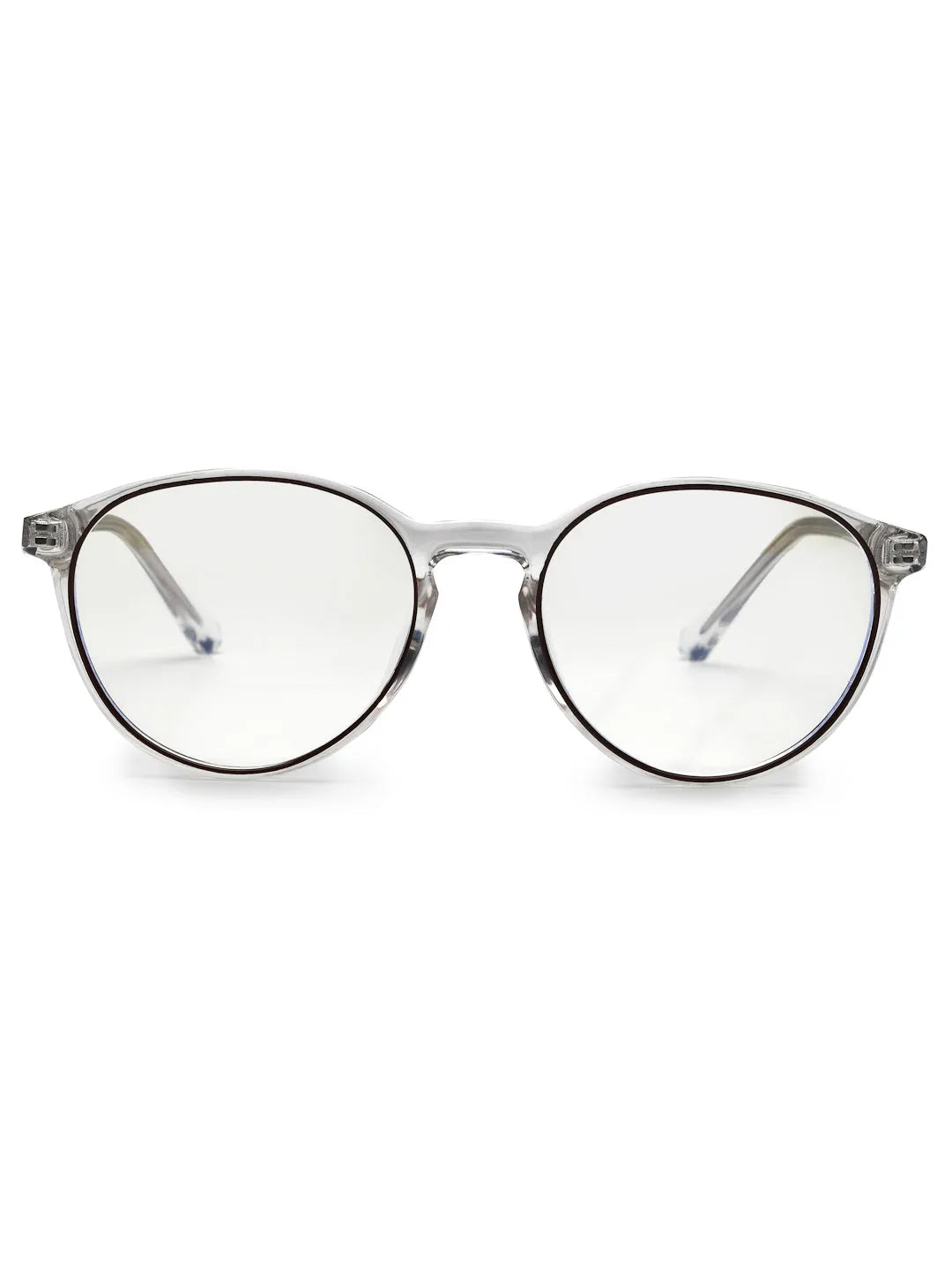 AB Junior | Transparent Brown Small Full Rim Round Eyeglasses for Kids [Blue Block]