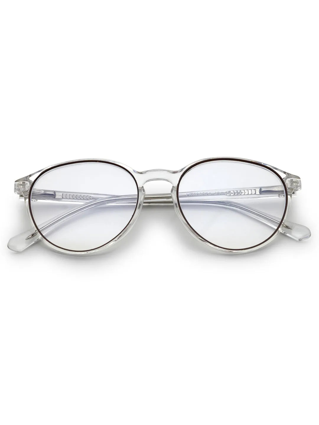 AB Junior | Transparent Brown Small Full Rim Round Eyeglasses for Kids [Blue Block]
