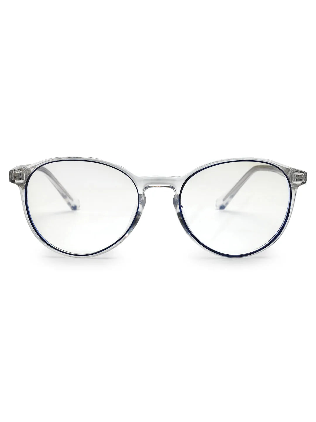 AB Junior | Transparent Black Small Full Rim Round Eyeglasses for Kids [Blue Block]