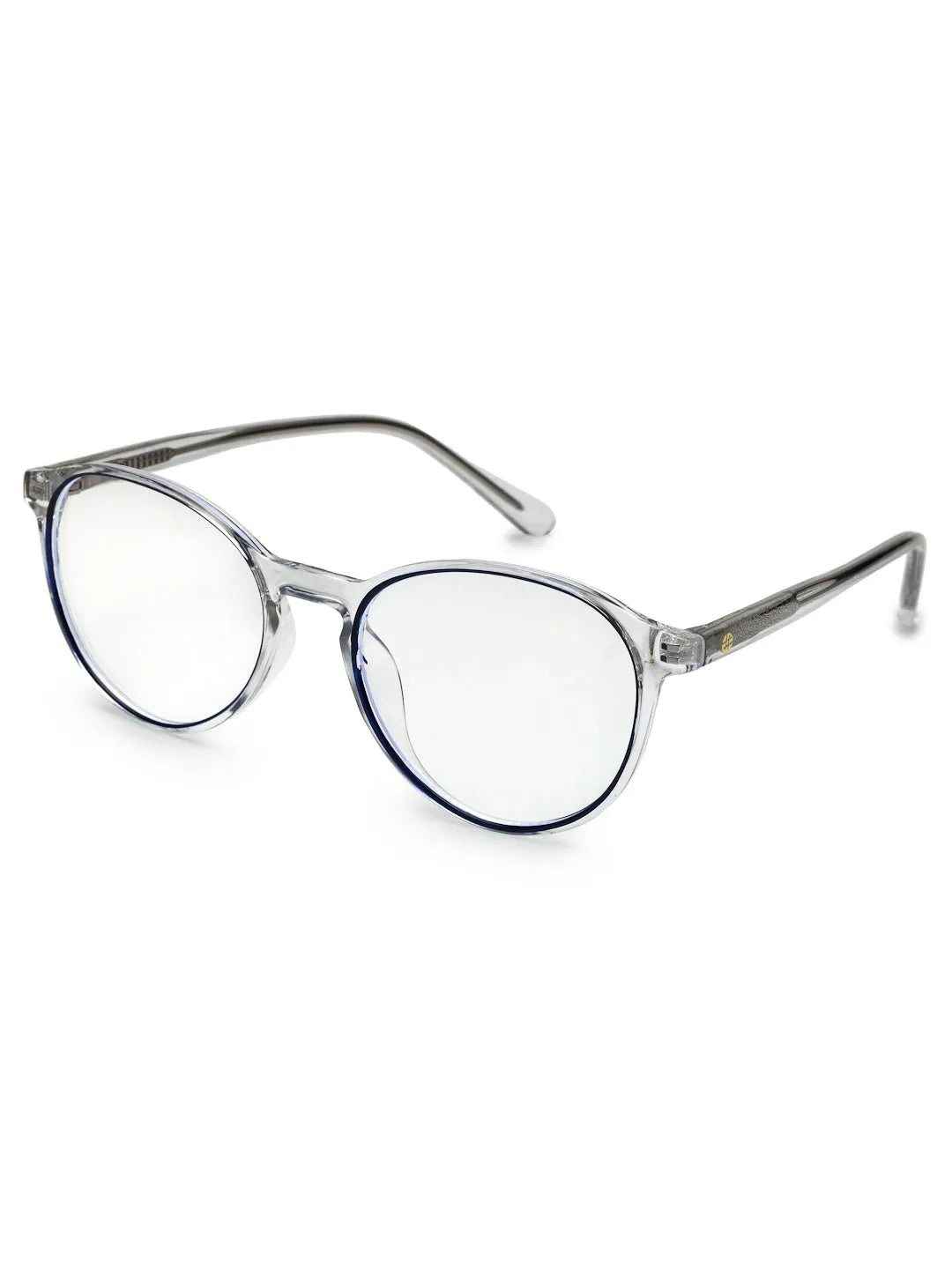 AB Junior | Transparent Black Small Full Rim Round Eyeglasses for Kids [Blue Block]