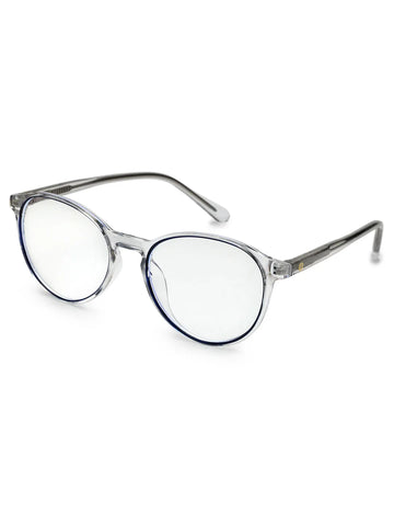 AB Junior | Transparent Black Small Full Rim Round Eyeglasses for Kids [Blue Block]
