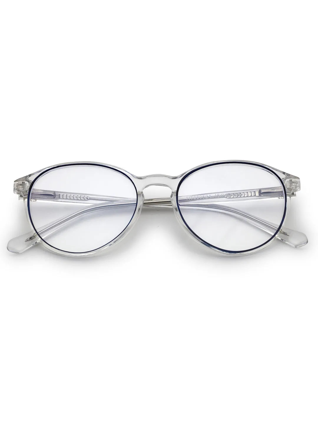 AB Junior | Transparent Black Small Full Rim Round Eyeglasses for Kids [Blue Block]