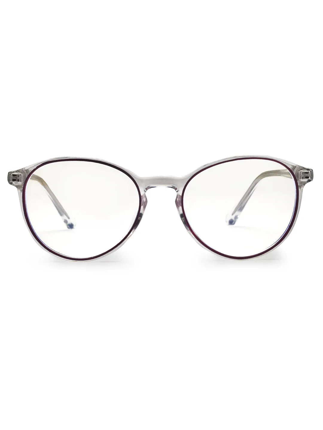 AB Junior | Transparent Purple Small Full Rim Round Eyeglasses for Kids [Blue Block]
